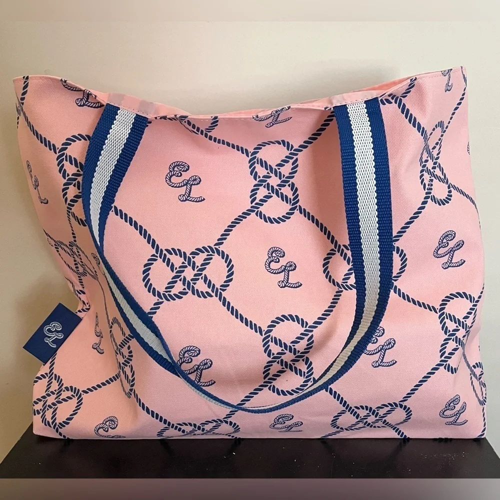 Estée Lauder Tote Reusable Bag, Lined, Foldable, Nautical Style, Handles
